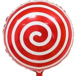 GLOBO MET 16" REDONDO ROJO LINEAS BLANCAS