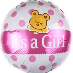 GLOBO MET 16" REDONDO ROSADO ITS A GIRL