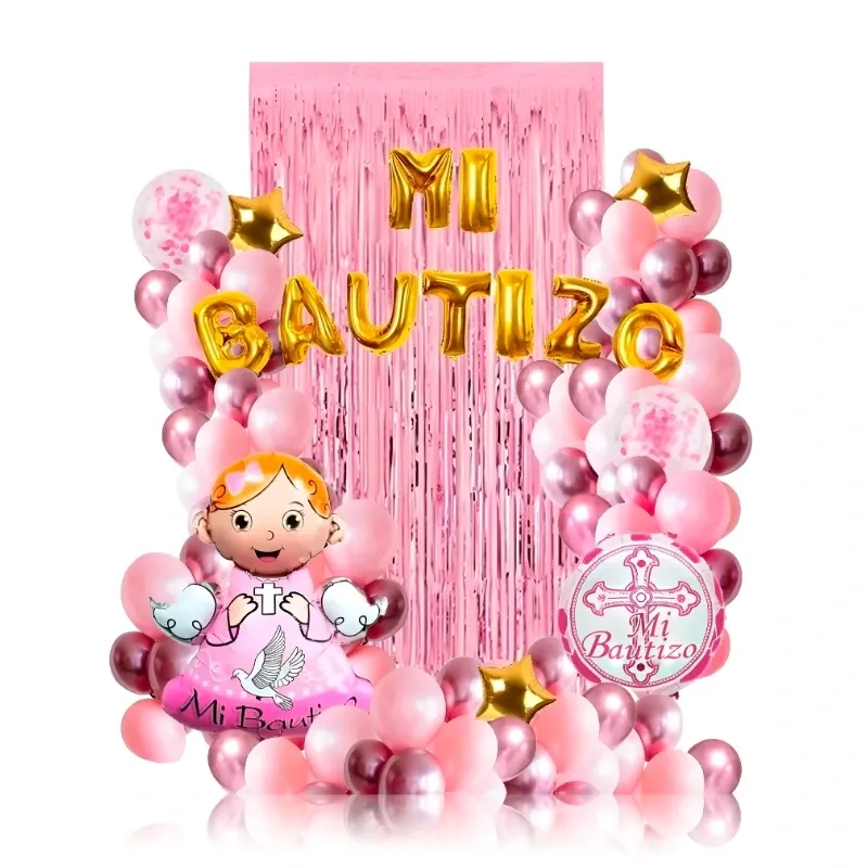 GLOBO MET 32" ANGEL MI BAUTIZO ROSADO