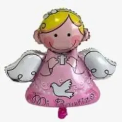 GLOBO MET 32" ANGEL MI BAUTIZO ROSADO