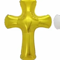 GLOBO MET 32" CRUZ MI BAUTIZO DORADO