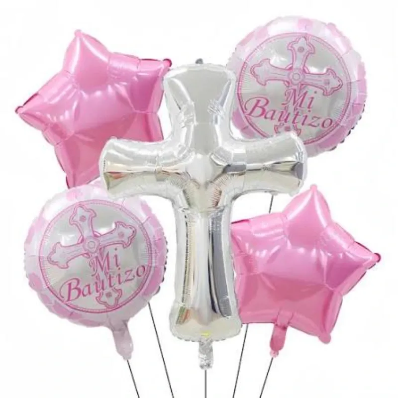 GLOBO MET 32" CRUZ MI BAUTIZO PLATEADO