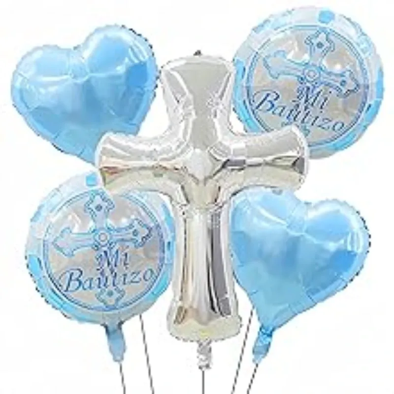 GLOBO MET 32" CRUZ MI BAUTIZO PLATEADO