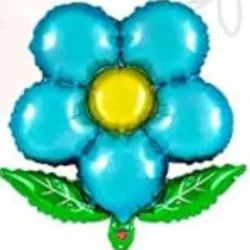 GLOBO MET 32" FLOR CELESTE CON HOJA