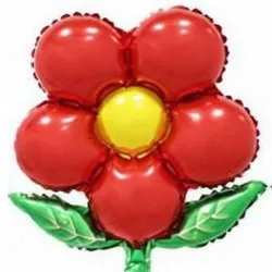 GLOBO MET 32" FLOR ROJA CON HOJA