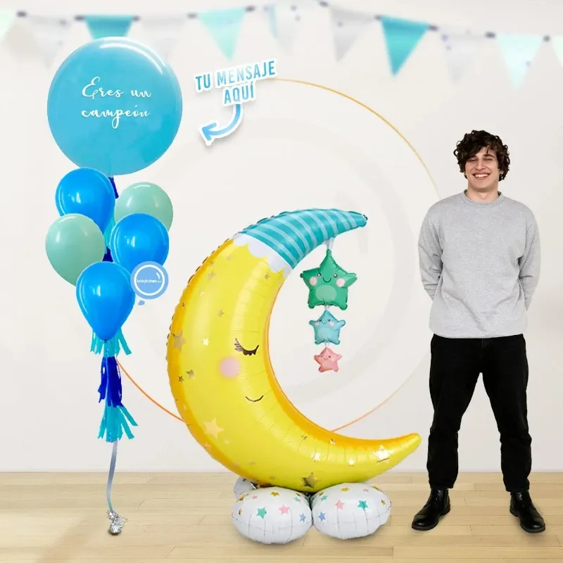 GLOBO MET 32" LUNA AMARILLA CON GORRO