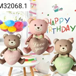 GLOBO MET 32" OSO 3D CON CORAZON