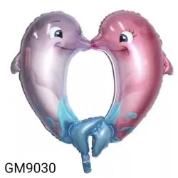 GLOBO MET 9" CORAZON 2 DELFINES