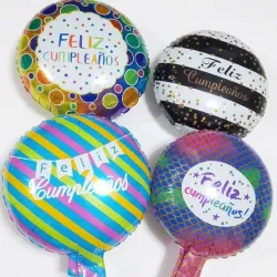 GLOBO MET 9" REDONDO FELIZ CUMPLEAÑOS