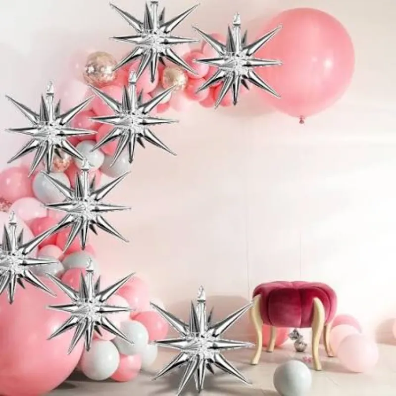 GLOBO MET ESTRELLA 3D PLATEADO
