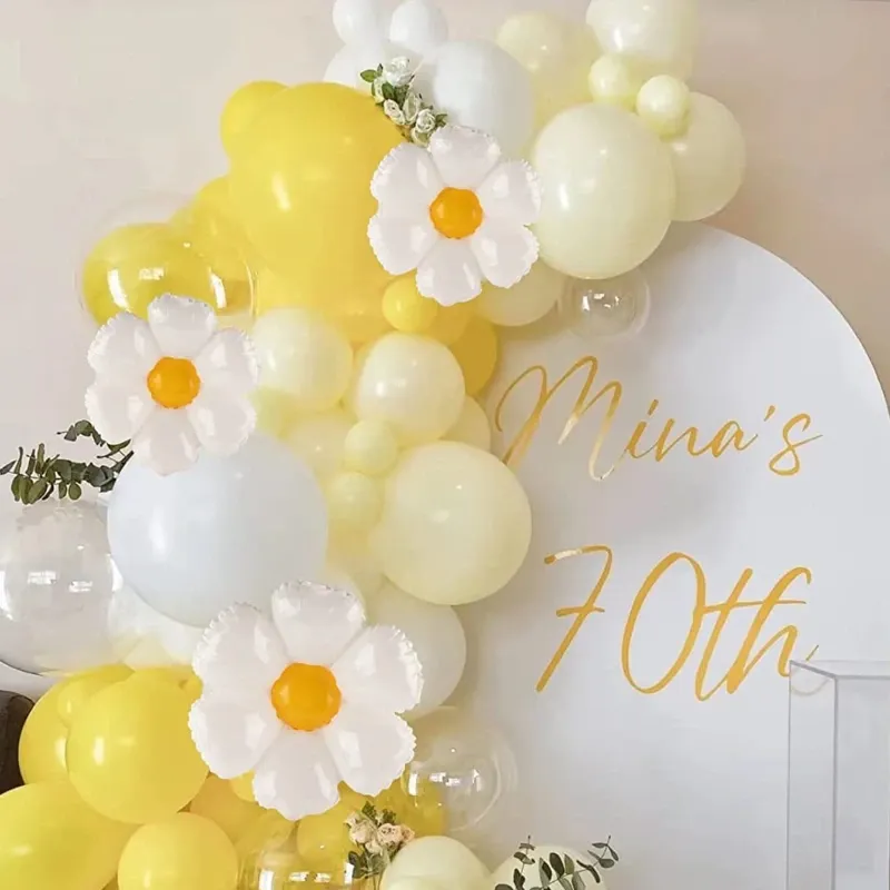 GLOBO MET FLOR MARGARITA BLANCA 43 X 35 CM