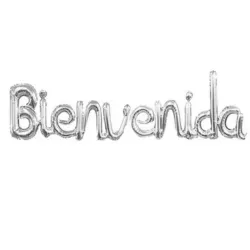 GLOBO MET FRASE BIENVENIDA CURSIVA PLATEADO