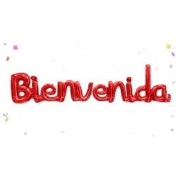 GLOBO MET FRASE BIENVENIDA CURSIVA ROJO