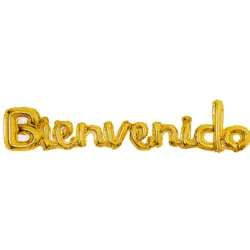 GLOBO MET FRASE BIENVENIDO CURSIVA DORADO