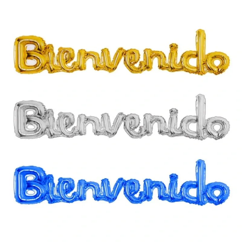 GLOBO MET FRASE BIENVENIDO CURSIVA PLATEADO