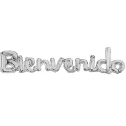 GLOBO MET FRASE BIENVENIDO CURSIVA PLATEADO