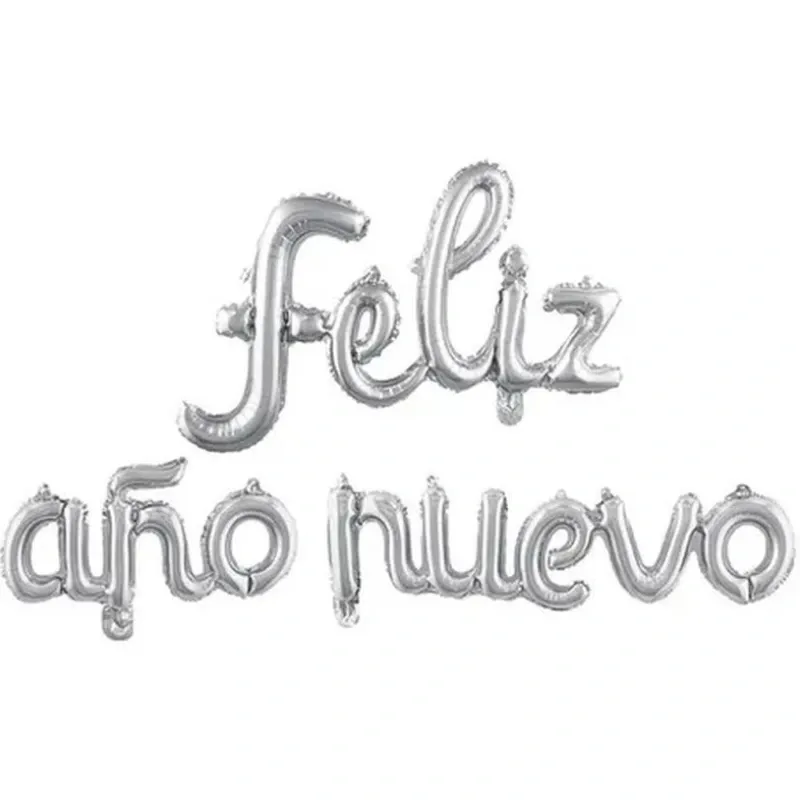 GLOBO MET FRASE FELIZ AÑO NUEVO CURSIVA