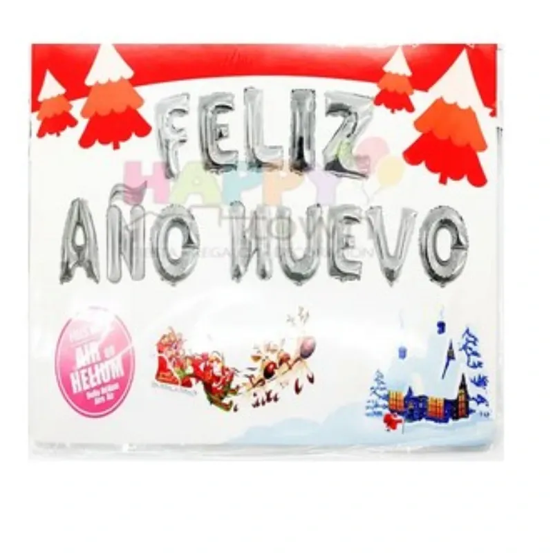 GLOBO MET FRASE FELIZ AÑO NUEVO LETRAS