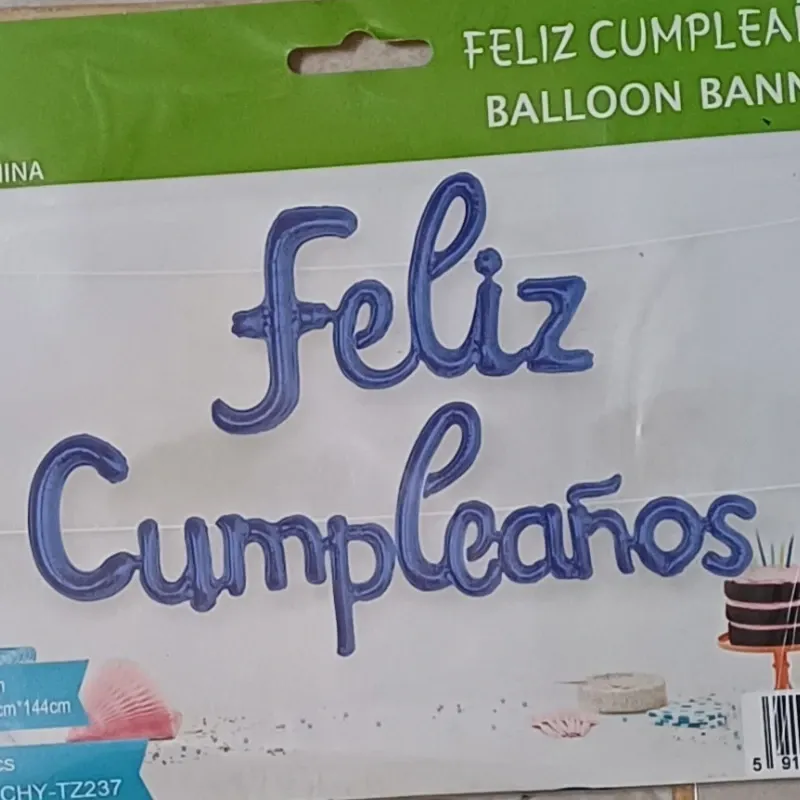 GLOBO MET FRASE FELIZ CUMPLEAÑOS CURSIVA AZUL