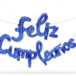 GLOBO MET FRASE FELIZ CUMPLEAÑOS CURSIVA AZUL