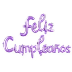 GLOBO MET FRASE FELIZ CUMPLEAÑOS CURSIVA MORADO