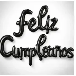 GLOBO MET FRASE FELIZ CUMPLEAÑOS CURSIVA NEGRO