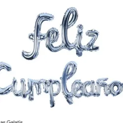 GLOBO MET FRASE FELIZ CUMPLEAÑOS CURSIVA PLATEADO