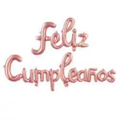 GLOBO MET FRASE FELIZ CUMPLEAÑOS CURSIVA ROSAGOLD