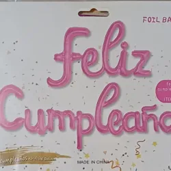 GLOBO MET FRASE FELIZ CUMPLEAÑOS CURSIVA ROSAPALO