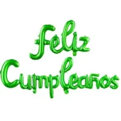 GLOBO MET FRASE FELIZ CUMPLEAÑOS CURSIVA VERDE