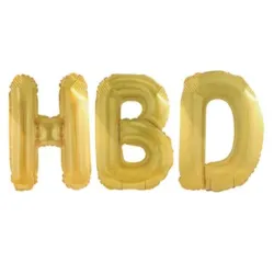 GLOBO MET FRASE HBD DORADO (SUELTO)