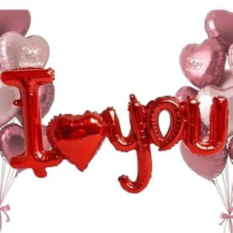 GLOBO MET FRASE I ♥ YOU CURSIVA
