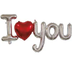 GLOBO MET FRASE I ♥ YOU CURSIVA