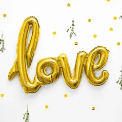 GLOBO MET FRASE LOVE CURSIVA DORADO 40 CM
