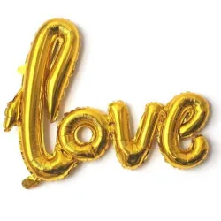 GLOBO MET FRASE LOVE CURSIVA DORADO 52 X 35 CM
