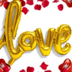 GLOBO MET FRASE LOVE CURSIVA DORADO