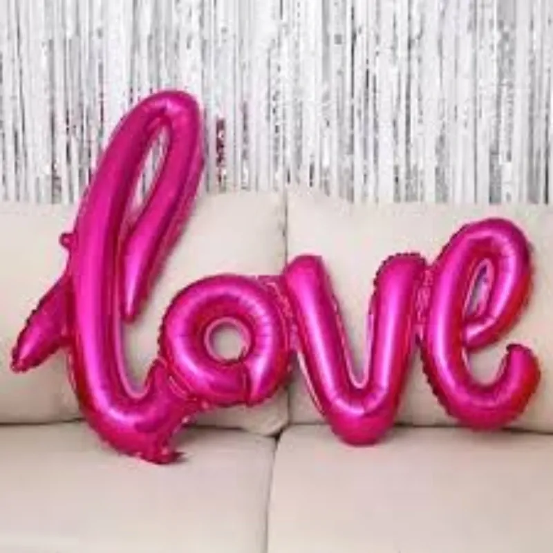 GLOBO MET FRASE LOVE CURSIVA FUCSIA