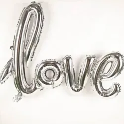 GLOBO MET FRASE LOVE CURSIVA PLATEADO