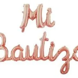 GLOBO MET FRASE MI BAUTIZO CURSIVA ROSAGOLD