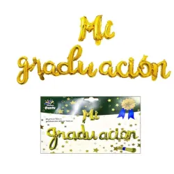 GLOBO MET FRASE MI GRADUACION CURSIVA DORADO