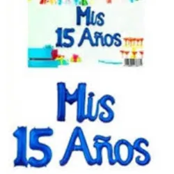 GLOBO MET FRASE MIS 15 AÑOS CURSIVA AZUL