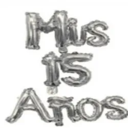 GLOBO MET FRASE MIS 15 AÑOS CURSIVA PLATEADO