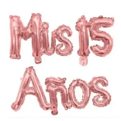 GLOBO MET FRASE MIS 15 AÑOS CURSIVA ROSAGOLD