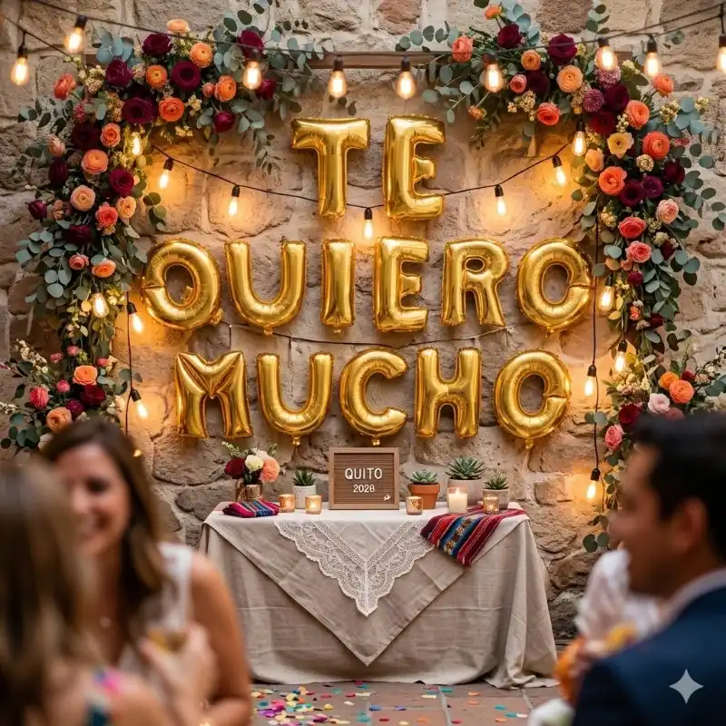 GLOBO MET FRASE TE QUIERO MUCHO DORADO
