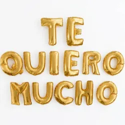 GLOBO MET FRASE TE QUIERO MUCHO DORADO