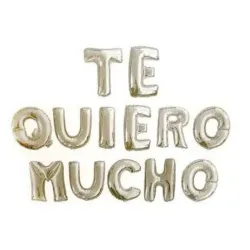 GLOBO MET FRASE TE QUIERO MUCHO PLATEADO