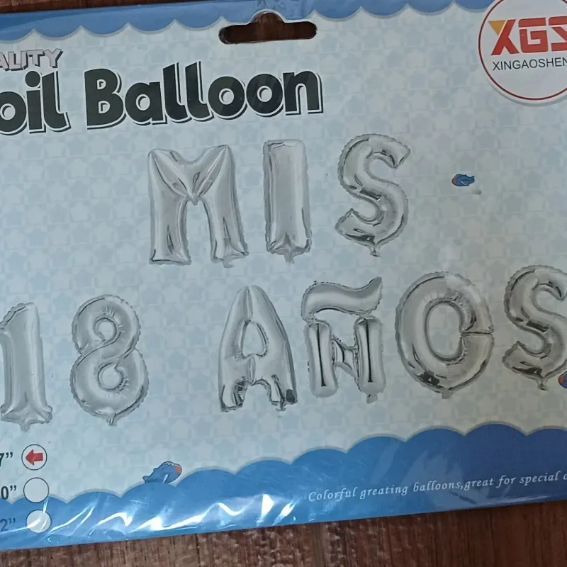 GLOBO MET FRASES MIS 18 AÑOS PLATEADO