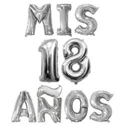 GLOBO MET FRASES MIS 18 AÑOS PLATEADO