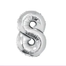 GLOBO METALIZADO 16" # 8 PLATEADO