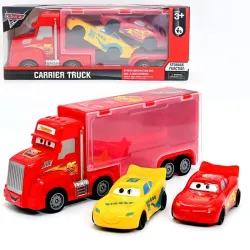 JUGUETE CAMION TRAILER CON 2 CARROS 95 CARRIER TRUCK